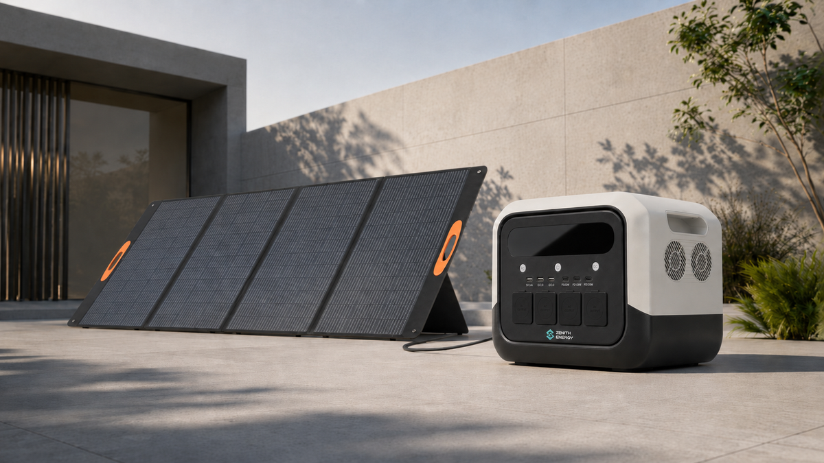 Estaciones de energía portátiles Zenith Energy  y panel solar para hogar y exterior